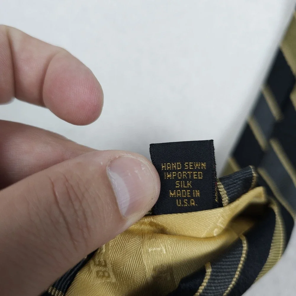 Robert Talbott Tie Black Brown Striped Mens REPP Necktie 100% Silk Designer USA